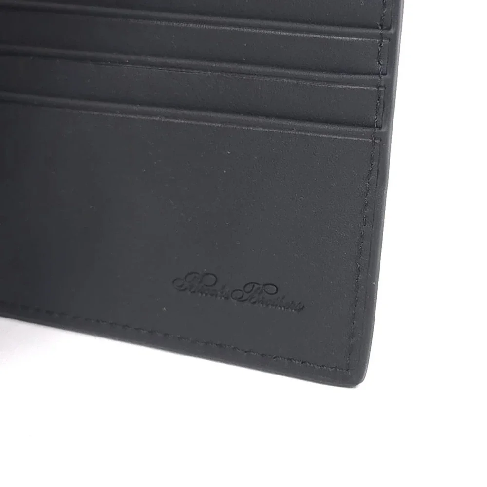 BROOKS BROTHERS Mens New Wallet Black Leather Bifold Card Slots Logo Gift Box